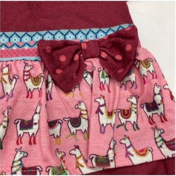 Matilda Jane Snuggle Bug Llama Sleeper Romper 3-6 months Girls Red Footed Ruffle - Picture 4 of 8